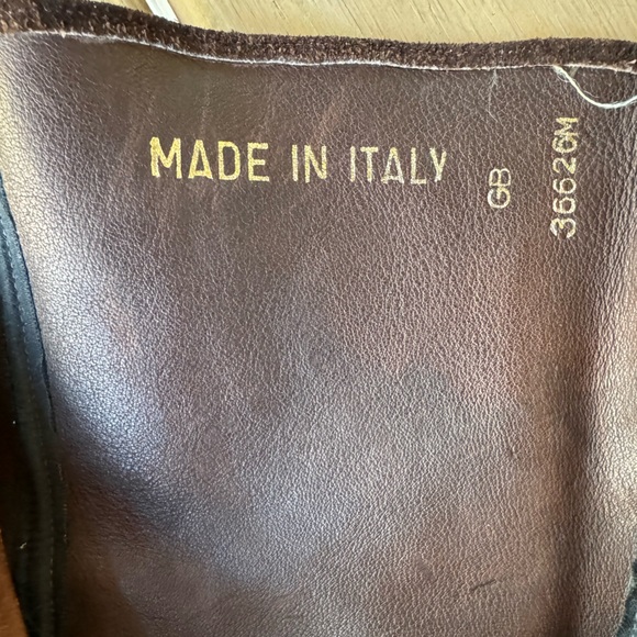 Vintage 70s platform boots brown suede mid calf zip up soft US 9 Italy round toe - Picture 8 of 10